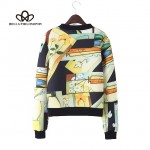 Bella Philosophy 2017 spring summer art Graffiti full print women bomber jacket coat real photo long