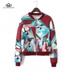 Bella Philosophy 2017 spring summer art Graffiti full print women bomber jacket coat real photo long