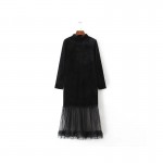 Bella Philosophy spring fashion mesh yarn patchwork loose long sleeve velvet dresses brown black