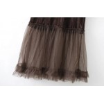 Bella Philosophy spring fashion mesh yarn patchwork loose long sleeve velvet dresses brown black