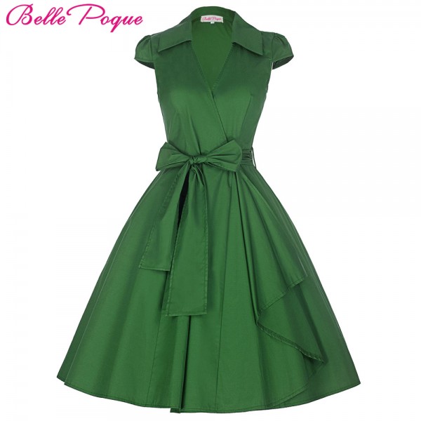 Belle Poque 2017 Pin Up Plus Size Women Clothing Summer Casual Party Office Gown Robe ete Sexy 50s Vintage Big Swing Dresses
