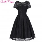Belle Poque 2017 Short Cap Sleeve Vintage Swing V-Back Lace Office Dress Casual Tunic 1950s Rockabilly Swing Summer Dresses