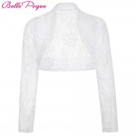 Belle Poque Jacket Womens Ladies Long Sleeve Cropped Shrug Black White Coat 2017 New Fashion Lace Bolero Plus Size