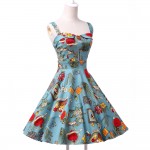 Belle Poque Rockabilly Womens Summer Style Dresses 2017 robe Pin Up Retro Vintage 50s Audrey Hepburn Swing Print Casual Clothing