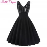 Belle Poque Summer Dress Women 2017 Pinup Swing Clothing Polka Dot Casual Sexy Robe Rockabilly 50s Vintage Black Womens Dresses