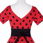 Belle Poque Vintage Polka Dot Dress Short Sleeve O-Neck Plus Size Wear Female robe Vintage 50s Retro Swing Woman Party Dresses