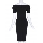 Belle Poque Women Business Work Retro Short Sleeve Off Shoulder Sexy Black Bodycon Dress 2017 Plus Size Vintage Pencil Dresses