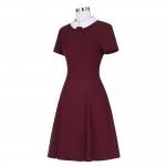 Belle Poque Women Elegant Stand Rockabilly Pin Up Plus Size Short Sleeve Career Zipper Pencil Vintage Midi Bodycon Dress Winter