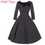 Belle Poque Women Skater Robe Vintage Summer Dresses 2017 3/4 Sleeve Polka Dot Tunic Party Casual Wear Dress Plus Size Clothing