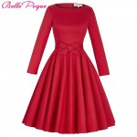 Belle Poque Women Vintage 50s Retro robe Rockabilly Dress 2017 Plus Size Elegant Party Long Sleeve Tunic Summer Casual Dresses
