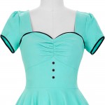 Belle Poque Womens Dresses 2017 50s Retro Vintage Short Sleeve Plus Size Turquoise Party Picnic Rockabilly Dress Women Clothes