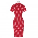 Belle Poque Womens Vintage 50s 60s Polka Dot Bow Doll Collar Tunic Wear to Work Office Business Casual Sexy Pencil Sheath Dress