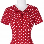 Belle Poque Womens Vintage 50s 60s Polka Dot Bow Doll Collar Tunic Wear to Work Office Business Casual Sexy Pencil Sheath Dress