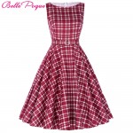 Belle Poque Womens Vintage Plaid Party Dresses 2017 50s 60s Robe Femme Pin Up Retro Summer Plus Size Women Rockabilly Clothing