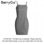 BerryGo Causal plaid sleeveless bodycon summer dress Women sexy black short dress robe Vintage zipper beach black dress vestidos