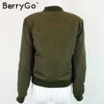 BerryGo Winter parkas Army Green bomber jacket Women coat cool basic down jacket Padded zipper chaquetas biker outwear