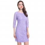 Berydress Autumn Winter Elegant Women Classy 3/4 Sleeve Wedding Cocktail Zip Back Knee-Length Full Lace Dress New Arrival 2017