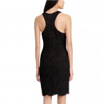 Berydress Elegant Womens Sleeveless O-neck Tank Sheath Bodycon Slimming Knee-length Black Casual Lace Dresses Short on Sale