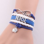 Best gift infinity love NURSE Bracelet hat charm leather rope wrap handmade bracelets bangles Custom made Drop Shipping