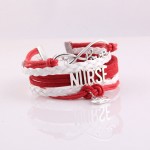 Best gift infinity love NURSE Bracelet hat charm leather rope wrap handmade bracelets bangles Custom made Drop Shipping
