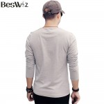 Beswlz Men T-Shirts Long Sleeve V-Neck Fashion Casual Style Cotton Slim Men T Shirt Brand Clothing Men Basic Tops Tees 7901