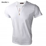 Beswlz Men's Short Sleeve V Neck T-Shirts Summer Cotton Slim Brand Clothes Fashion Casual Style T Shirts Men Tops Tees 6923