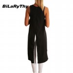 BiLaRyThy Hot New Summer Sexy Womens O Neck Sleeveless Long Solid Tank Tops Vest Back Split Casual Loose Blouse Shirts