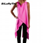 BiLaRyThy Hot New Summer Sexy Womens O Neck Sleeveless Long Solid Tank Tops Vest Back Split Casual Loose Blouse Shirts