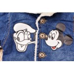 BibiCola Winter Warm Denim Coat for boys Children Hooded Long Jean Jackets Brand Kids mini mouse Thermal Overcoat Outerwear