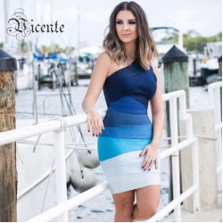 Big Prom! Free Shipping!! Classical Fashion Ombre One Shoulder Women Celebrity Bandage Dress Party Dresses 2016