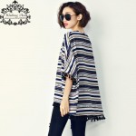 Big Size T-Shirt Women's Dress Cotton Striped Print Batwing Sleeve Fashion Large Size Tops Summer Female Dress O-Neck Tshirt 6XL