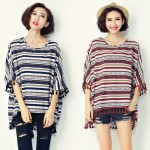 Big Size T-Shirt Women's Dress Cotton Striped Print Batwing Sleeve Fashion Large Size Tops Summer Female Dress O-Neck Tshirt 6XL