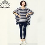 Big Size T-Shirt Women's Dress Cotton Striped Print Batwing Sleeve Fashion Large Size Tops Summer Female Dress O-Neck Tshirt 6XL