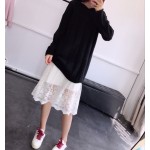 Black & White Lace Tank Dress Large Size Elastic Basic Underdress Women Casual Summer Bohemian Style Long Design Beach Dress