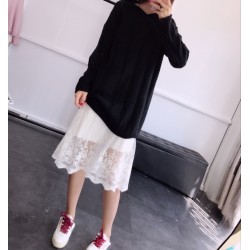 Black & White Lace Tank Dress Large Size Elastic Basic Underdress Women Casual Summer Bohemian Style Long Design Beach Dress