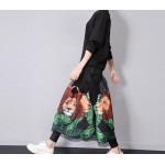 Black color women's dressFashion style ladies gauze hollow-out lion stitching patch pattern fleece dress Women dresses