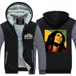 Bob Marley Men Hoodies Winter Jacket Thicken Fleece Zipper Hip Hop Sweatshirt USA size Plus size