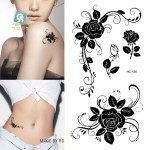 Body Art Sex Products waterproof temporary tattoos for men women sexy black rose design flash tattoo sticker HC1185