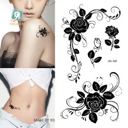 Body Art Sex Products waterproof temporary tattoos for men women sexy black rose design flash tattoo sticker HC1185
