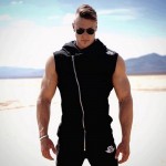 Body Engineers Men's Fitness clothing sleeveless Hoodies Crossfit zipper jackets Sweatshirts Bodybuilding sportswear topcoat
