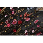 Bohemian Black color Colored Flower Embroidery Mesh Dress 2017 New Woman Fringed V neck Side Slit Long Dresses Femme 