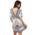 Boho Summer Women Dress Sexy Loose Sundresses Deep V Neck Dashiki Print Tunic Beach Dresses Big Size 2XL Woman SunDress Robe