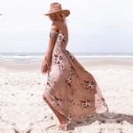 Boho style long dress women Off shoulder beach summer dresses Floral print Vintage chiffon white maxi dress vestidos de festa