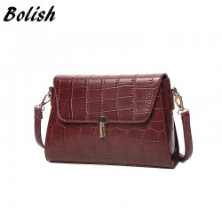 Bolish New Arrival Vintage Alligator PU Leather Women Bag Fashion Lock Women Shoulder Bag Plaid Women Messenger Bag