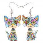 Bonsny Drop Cat Acrylic Earrings Big Long Dangle Earring 2016 Fashion Jewelry For Women Girl New Style Cute Animal Accessories