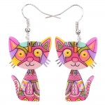 Bonsny Drop Cat Acrylic Earrings Big Long Dangle Earring 2016 Fashion Jewelry For Women Girl New Style Cute Animal Accessories
