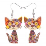 Bonsny Drop Cat Acrylic Earrings Big Long Dangle Earring 2016 Fashion Jewelry For Women Girl New Style Cute Animal Accessories