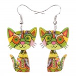 Bonsny Drop Cat Acrylic Earrings Big Long Dangle Earring 2016 Fashion Jewelry For Women Girl New Style Cute Animal Accessories