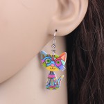 Bonsny Drop Cat Acrylic Earrings Big Long Dangle Earring 2016 Fashion Jewelry For Women Girl New Style Cute Animal Accessories