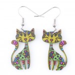 Bonsny Drop Cat Earrings Dangle Long Acrylic Pattern Earring Fashion Jewelry For Women 2016 New Arrive Accessories